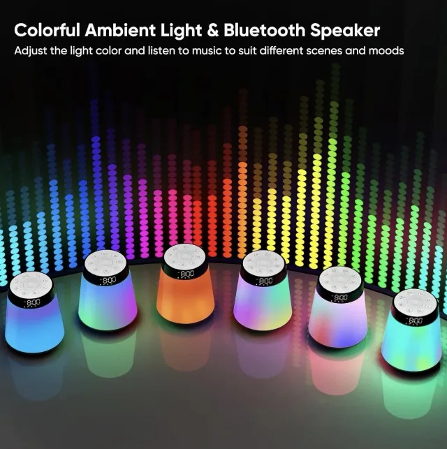 Ceas deșteptător Sunrise 4-în-1 cu Difuzor Bluetooth – Lumină de Noapte, Sunete Relaxante & White Noise – fotografia 6 din 6