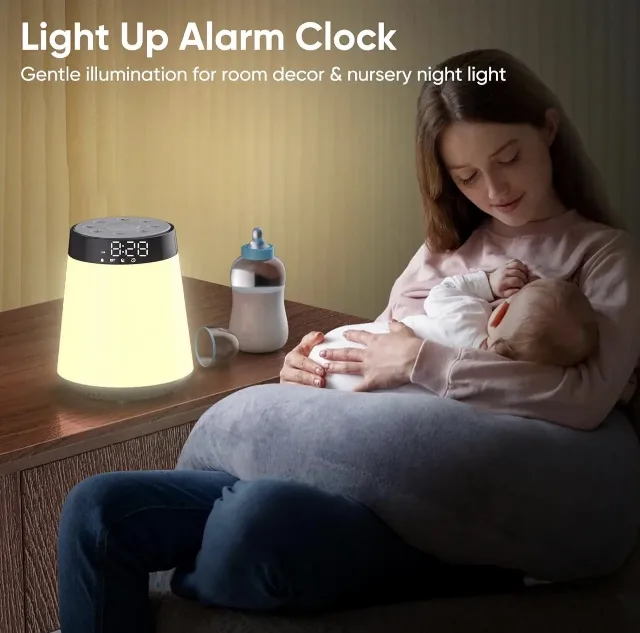 Ceas deșteptător Sunrise 4-în-1 cu Difuzor Bluetooth – Lumină de Noapte, Sunete Relaxante & White Noise – fotografia 4 din 6