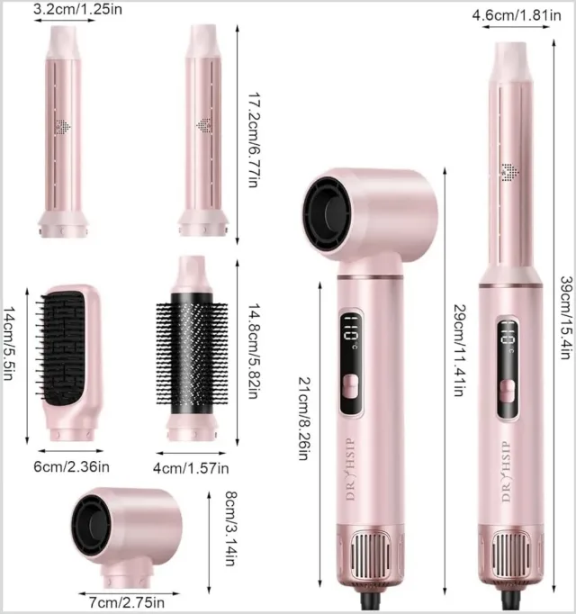 Dryhsip 5-în-1 Air Styler & Uscător de Păr – Pearl Pink – fotografia 6 din 6