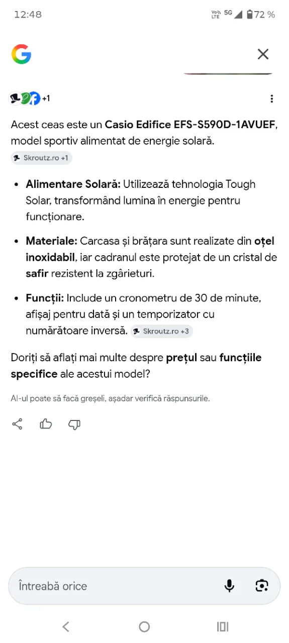 ceas Casio edifice solar nou cu eticheta pe el, detalii in foto – fotografia 8 din 8