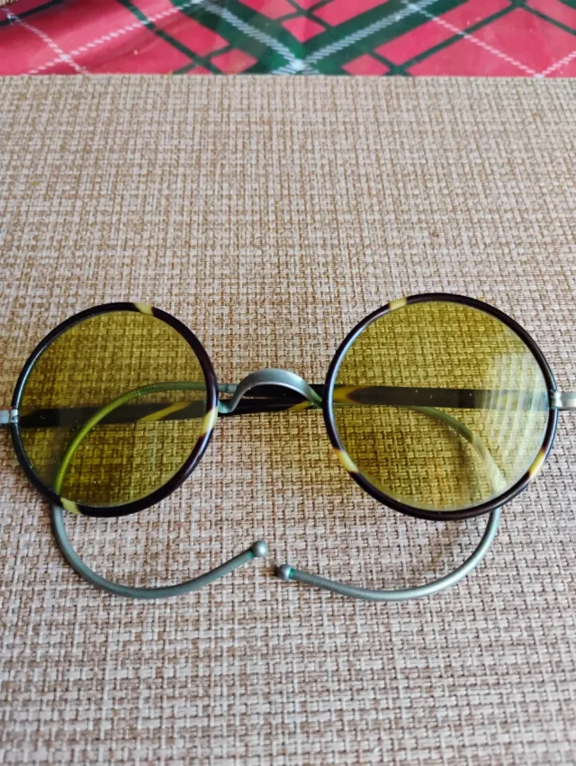 Ochelari de Soare Antici Windsor Anii '20-'30, Rame Rotițe Țestoasă Vintage – fotografia 1 din 4