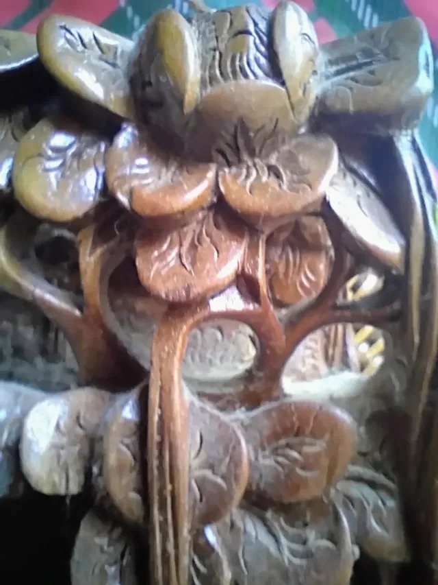 Sculptură unică lemn masiv Bali / Panou decorativ 3D Ramayana vintage – fotografia 7 din 8
