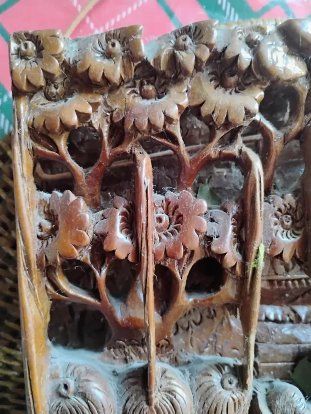 Sculptură unică lemn masiv Bali / Panou decorativ 3D Ramayana vintage – fotografia 4 din 8