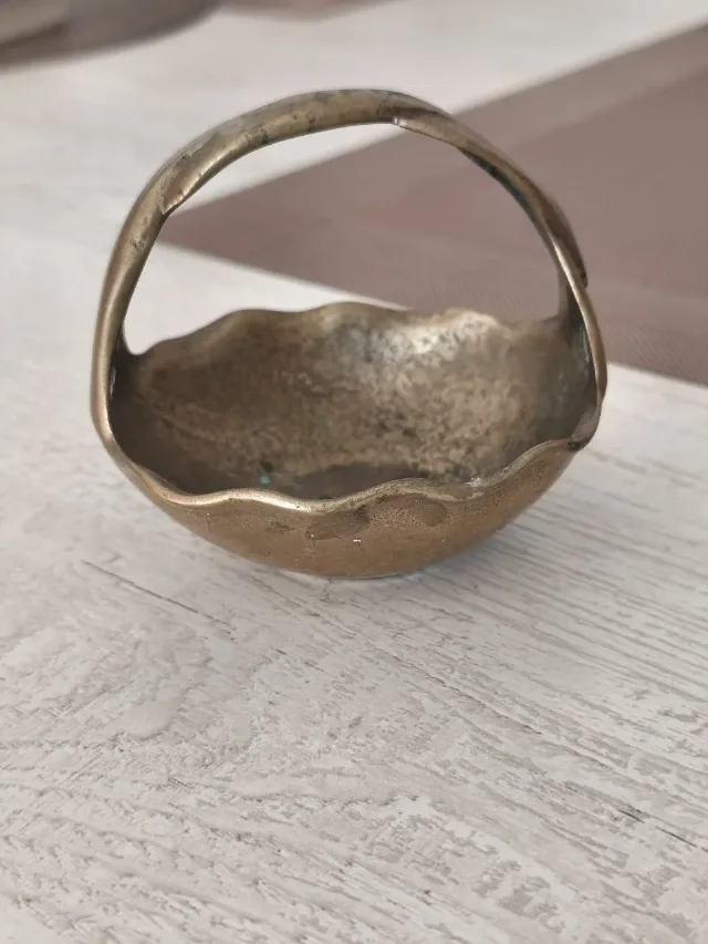 Coșuleț decorativ vintage din alamă/bronz – Import Germania (anii '70-'80) – fotografia 1 din 8