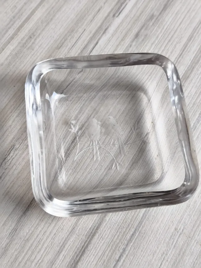 Mini-tăviță / Suport bijuterii din cristal Orrefors Suedia - Vintage, semnat – fotografia 2 din 8
