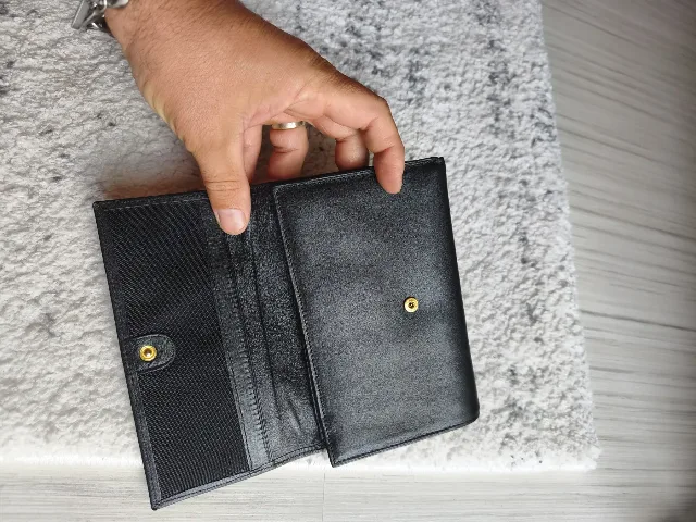 Portofel damă NOBEL din piele naturală neagră, model vintage compartimentat – fotografia 6 din 8
