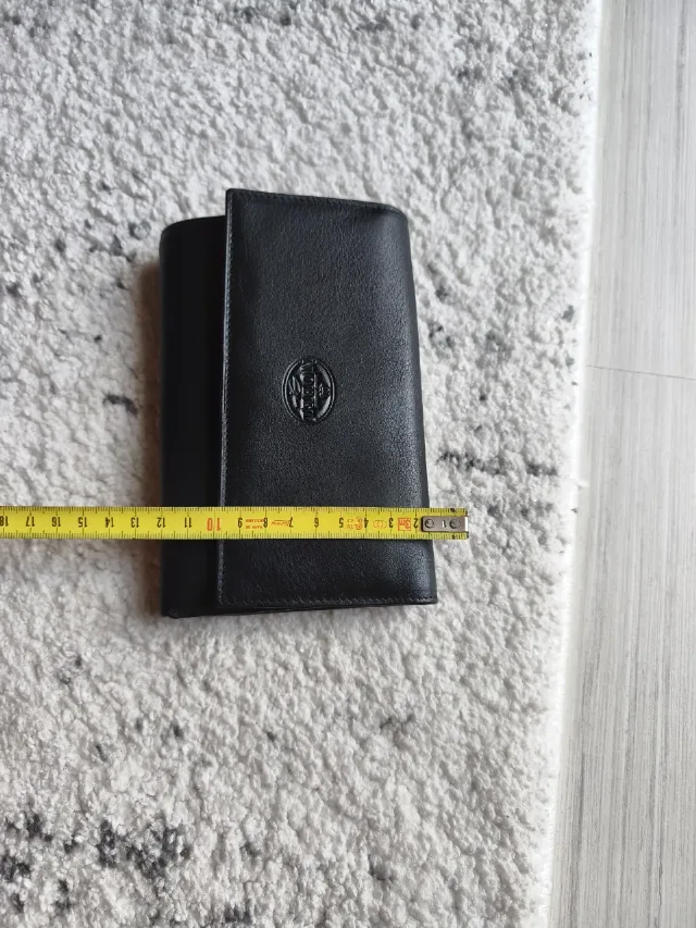Portofel damă NOBEL din piele naturală neagră, model vintage compartimentat – fotografia 2 din 8