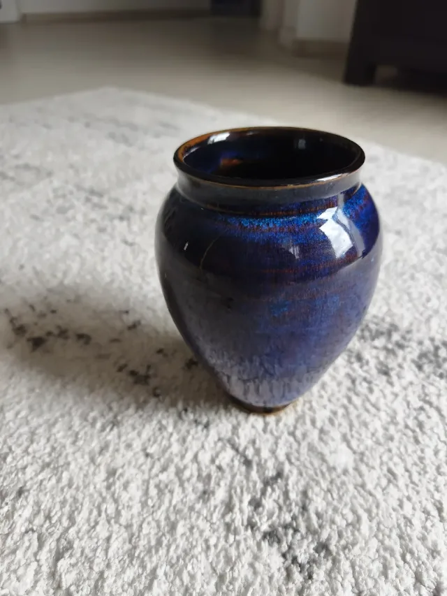Vază vintage unicat, ceramică de studio (Studio Pottery), glazură flambé – fotografia 4 din 8