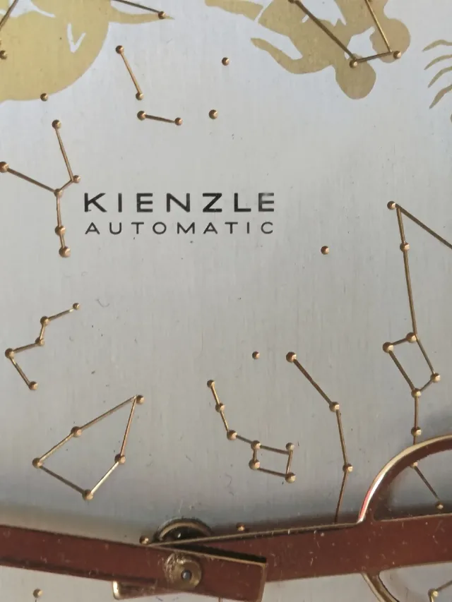 Ceas de masă vintage KIENZLE Zodiac / Horoscop – Mid-Century Modern, alama, superb! – fotografia 4 din 8
