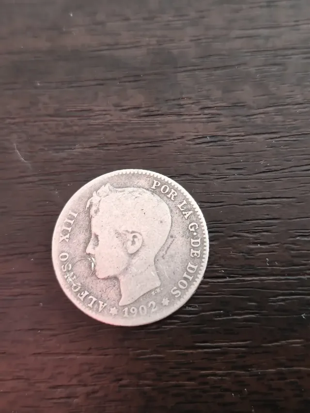 Monedă veche din Argint 1 Pesetă Spania 1902 - Regele Alfonso XIII – fotografia 5 din 7