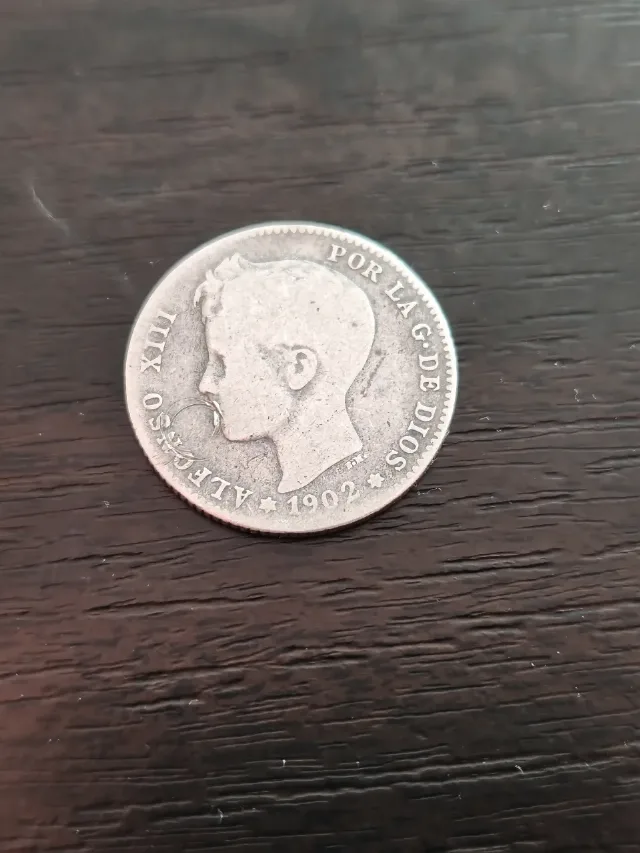 Monedă veche din Argint 1 Pesetă Spania 1902 - Regele Alfonso XIII – fotografia 4 din 7