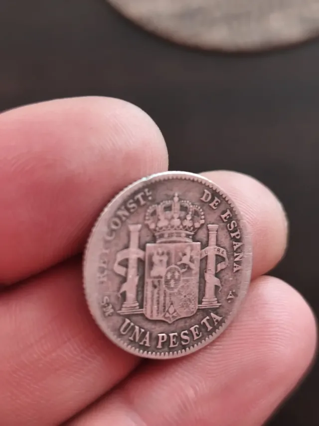 Monedă veche din Argint 1 Pesetă Spania 1902 - Regele Alfonso XIII – fotografia 6 din 7