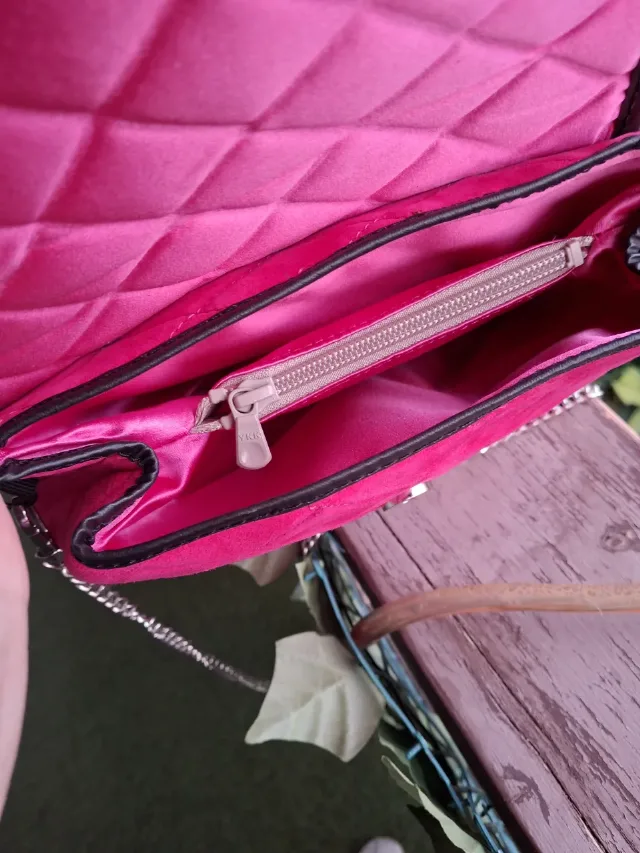 Geanta piele intoarsa fuchsia – fotografia 5 din 5