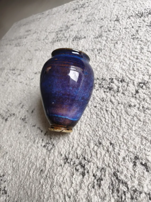 Vază vintage unicat, ceramică de studio (Studio Pottery), glazură flambé – fotografia 5 din 8