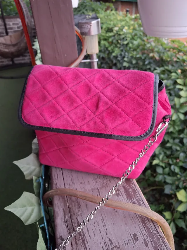 Geanta piele intoarsa fuchsia – fotografia 3 din 5