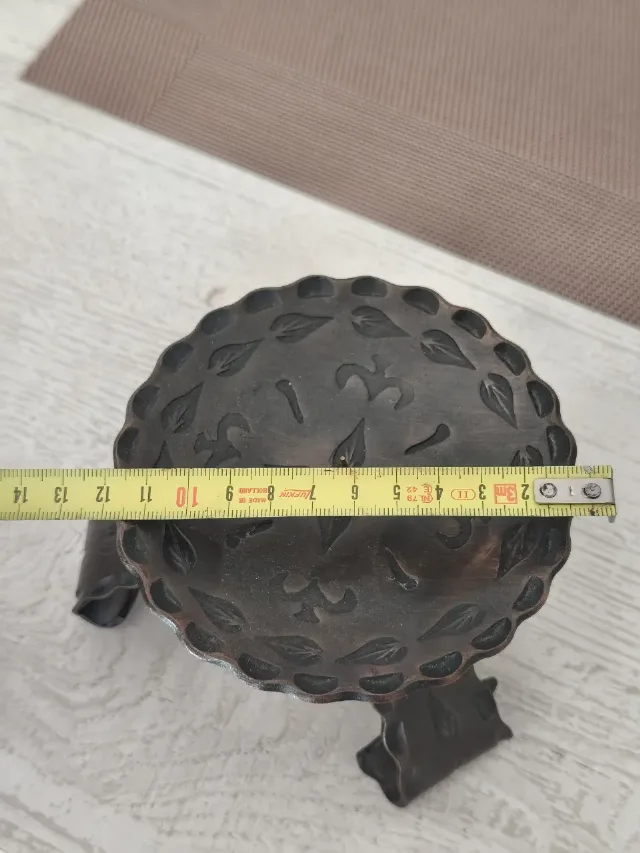 Suport Lumânare Vintage din Cupru Brut Bătut Manual – Stil Brutalist / Rustic Anii '60-'70 – fotografia 4 din 6