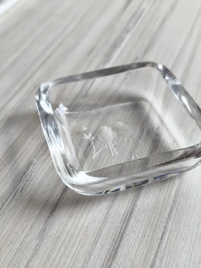 Mini-tăviță / Suport bijuterii din cristal Orrefors Suedia - Vintage, semnat – fotografia 6 din 8