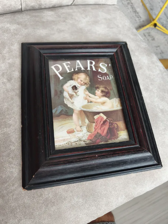 Tablou decorativ vintage înrămat – Reclamă retro „Pears' Soap” (Fred Morgan) – fotografia 1 din 7