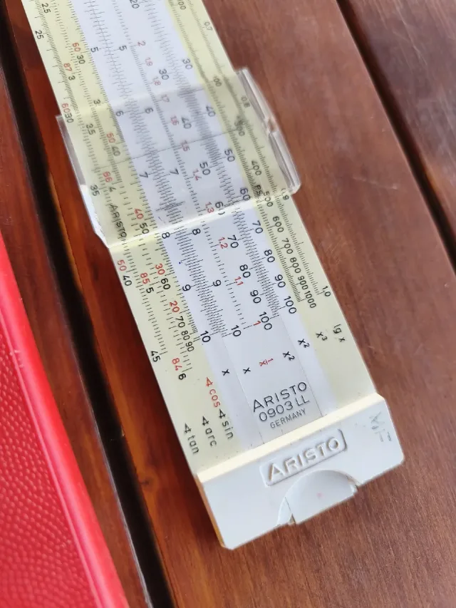 Riglă de calcul vintage ARISTO Scholar 0903 LL (Made in Germany) + Toc original – fotografia 4 din 8