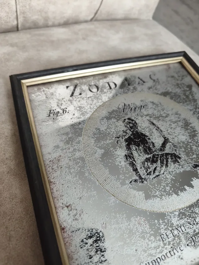 Tablou Oglindă Decorativă Vintage - Zodia Fecioară  Stil Antichizat – fotografia 2 din 8