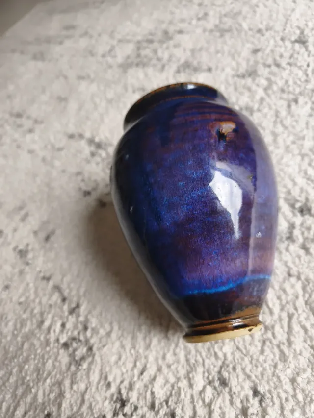 Vază vintage unicat, ceramică de studio (Studio Pottery), glazură flambé – fotografia 6 din 8