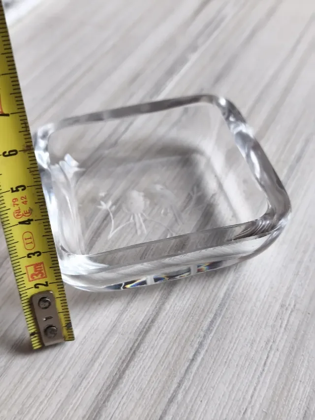 Mini-tăviță / Suport bijuterii din cristal Orrefors Suedia - Vintage, semnat – fotografia 5 din 8