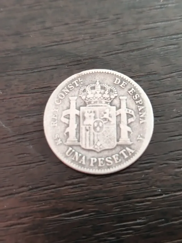 Monedă veche din Argint 1 Pesetă Spania 1902 - Regele Alfonso XIII – fotografia 1 din 7