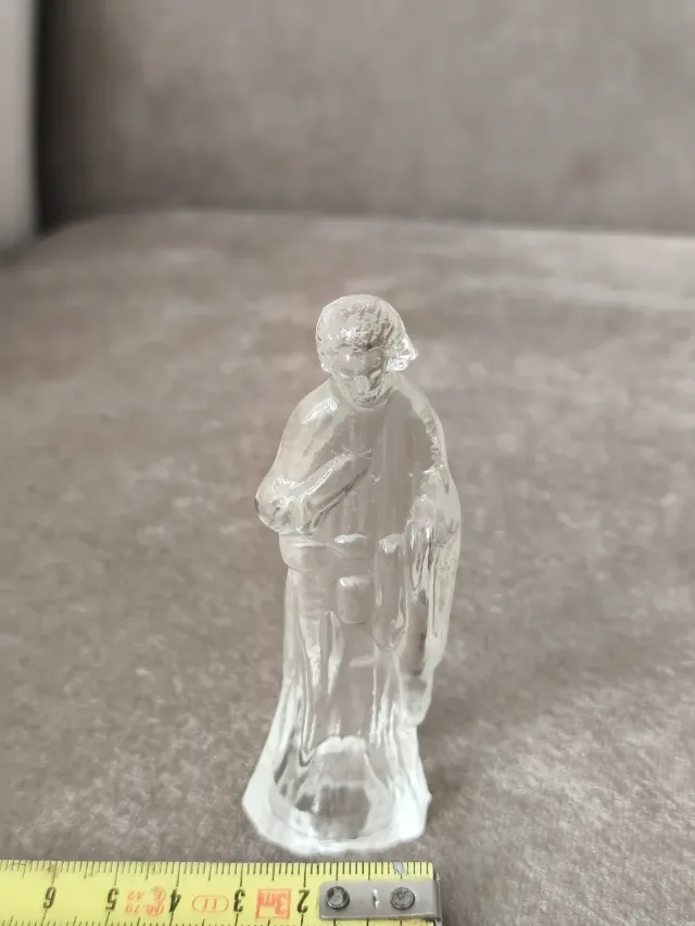Statuetă biblică din sticlă masivă, decorațiune Crăciun vintage – fotografia 3 din 5