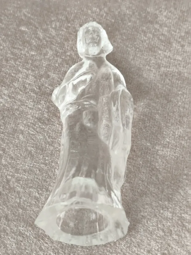 Statuetă biblică din sticlă masivă, decorațiune Crăciun vintage – fotografia 5 din 5