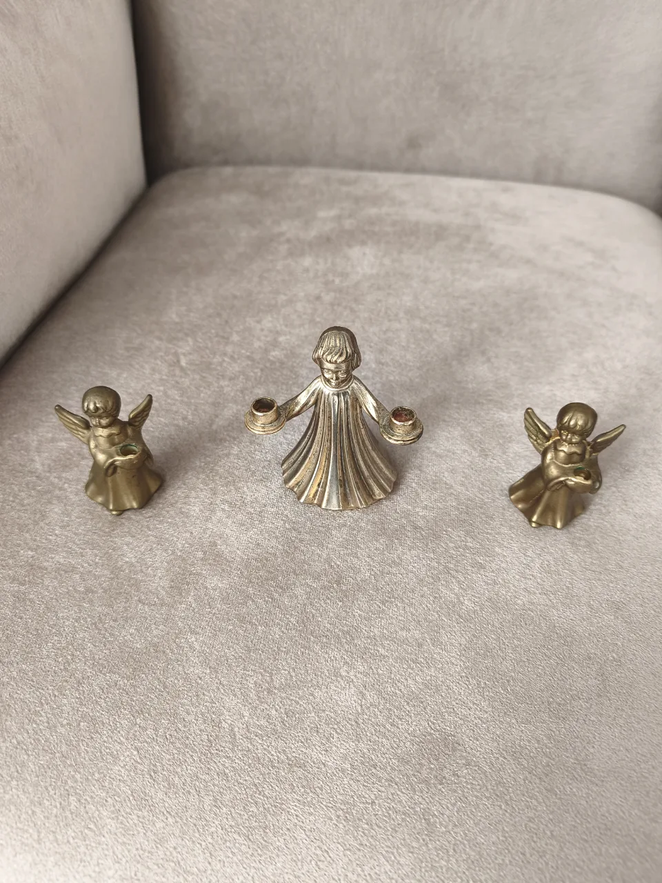 Set 3 sfeșnice vintage îngerași, bronz/alamă masivă – decor Mid-Century – Bistrița-Năsăud, Bistrița-Năsăud