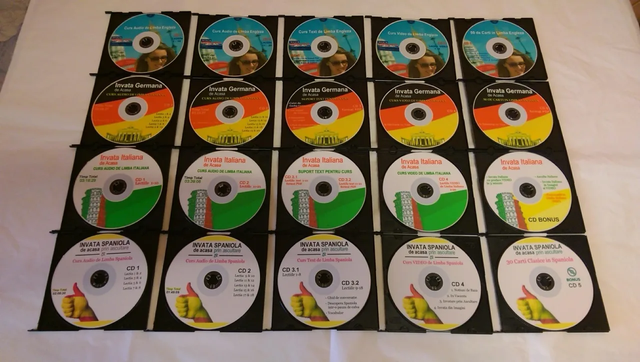 CD cursuri audio & video de 4 limbi straine – Iasi, Iași