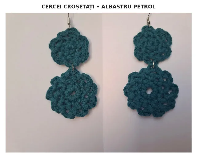 Cercei Albastru Petrol – fotografia 3 din 3