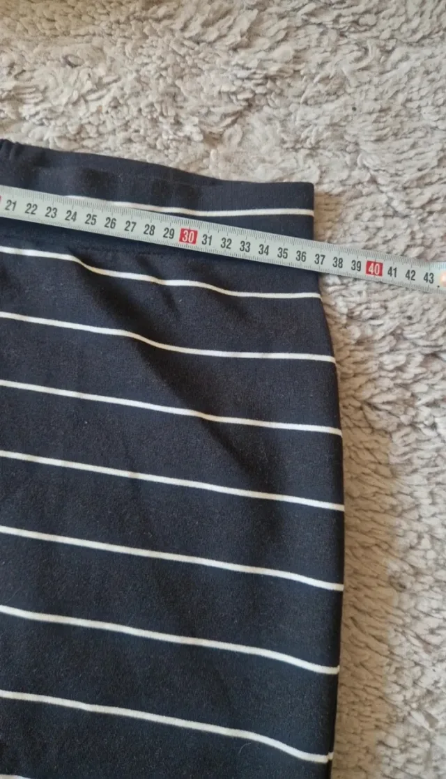fustă midi tip creion,  bleumarin cu dungi albe – fotografia 7 din 7