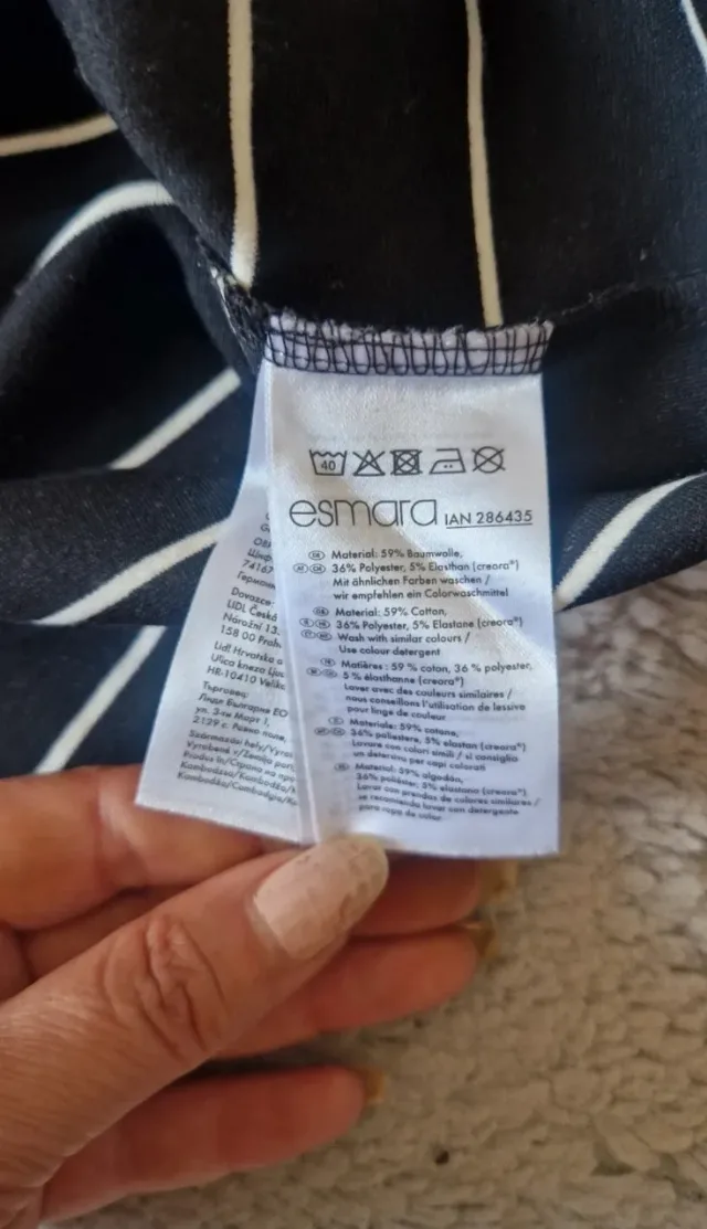 fustă midi tip creion,  bleumarin cu dungi albe – fotografia 4 din 7