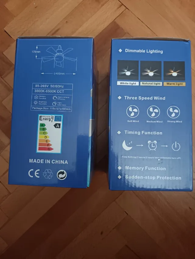 Ventilator cu telecomandă și lumină LED cu suport prindere bec socluE26 – fotografia 2 din 3