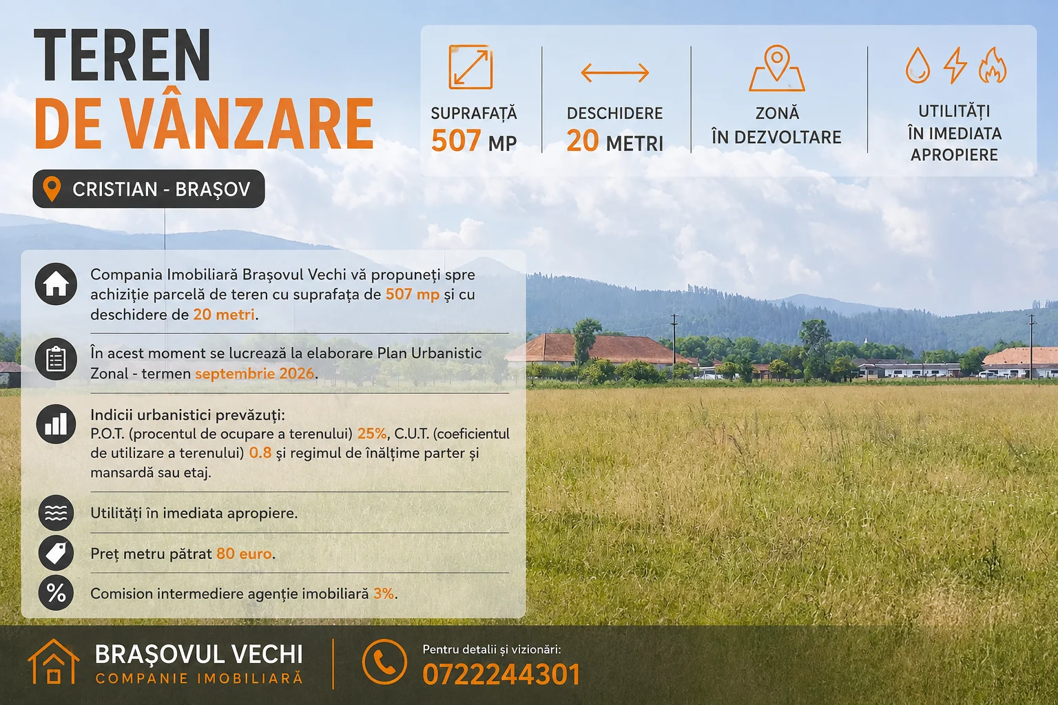 Teren 507 mp - lot de casa in Cristian - Brasov. – Cristian, Brașov