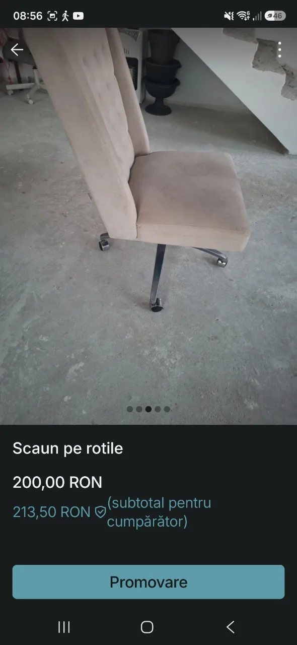 scaun de birou  tapitat – fotografia 3 din 4
