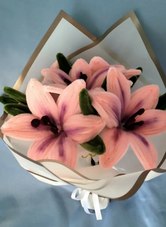 Buchet de flori handmade sârmă plușată – fotografia 5 din 5
