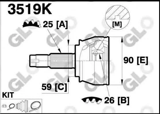Kit cap planetară GLO 3519K original (Alfa Romeo, Fiat, Lancia) – fotografia 3 din 3