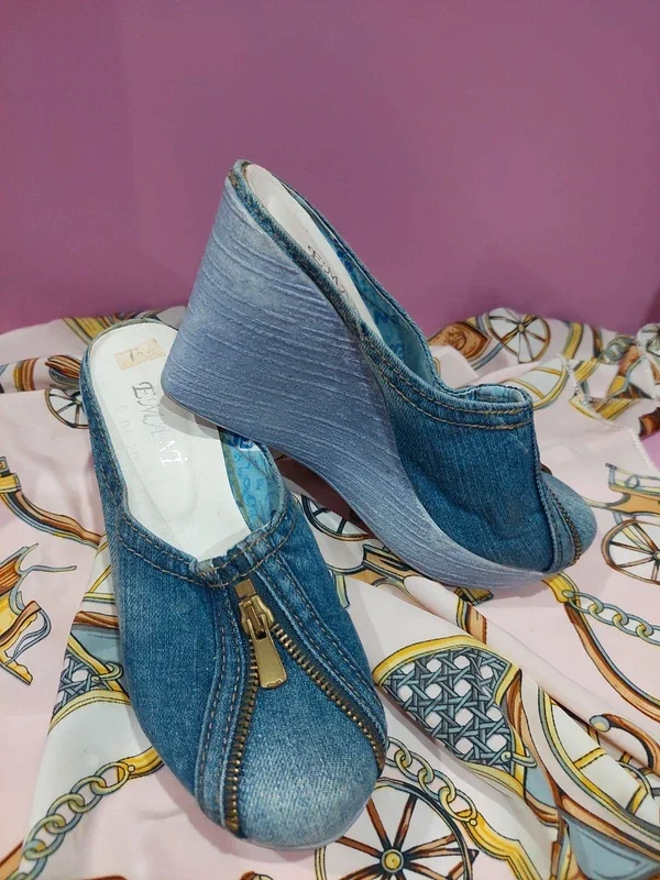 Saboți platformă denim / blug E'MANI – Stil Y2K / Vintage – BRAILA, Brăila