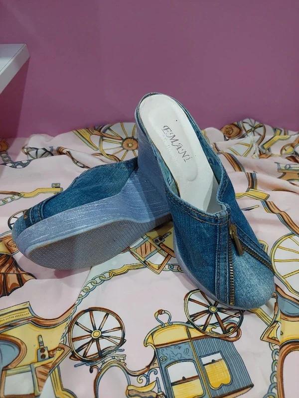 Saboți platformă denim / blug E'MANI – Stil Y2K / Vintage – fotografia 2 din 3