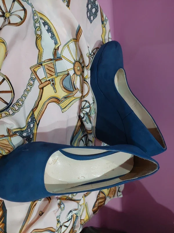 Pantofi albaștri cu platformă (coturn) Altinya – fotografia 4 din 4