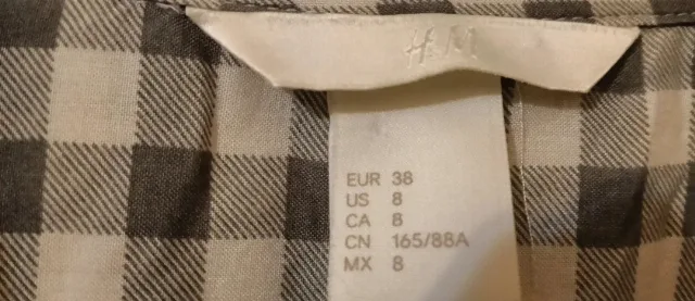 H&M Cămașă damă în carouri alb-gri, mărimea 38 – fotografia 2 din 3