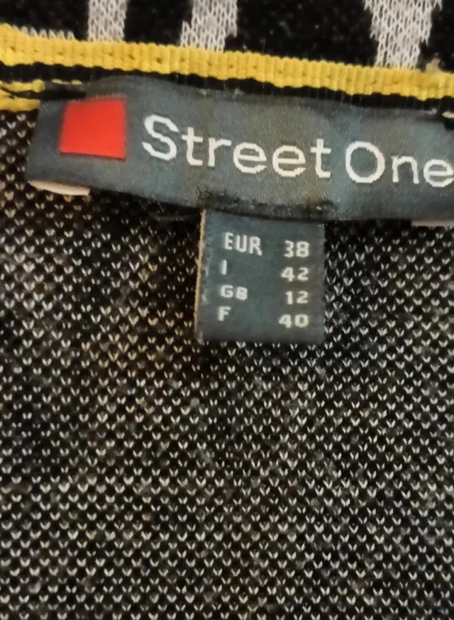Bluză / Cardigan Street One mărimea 38, imprimeu text alb-negru – fotografia 4 din 4