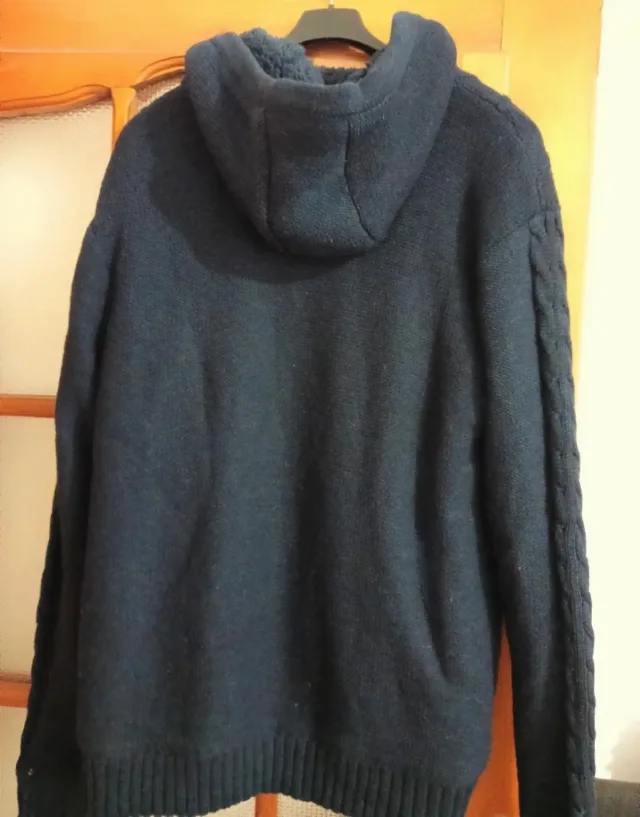 Cardigan bărbătesc tricotat cu glugă și fermoar, mărimea L – fotografia 4 din 4