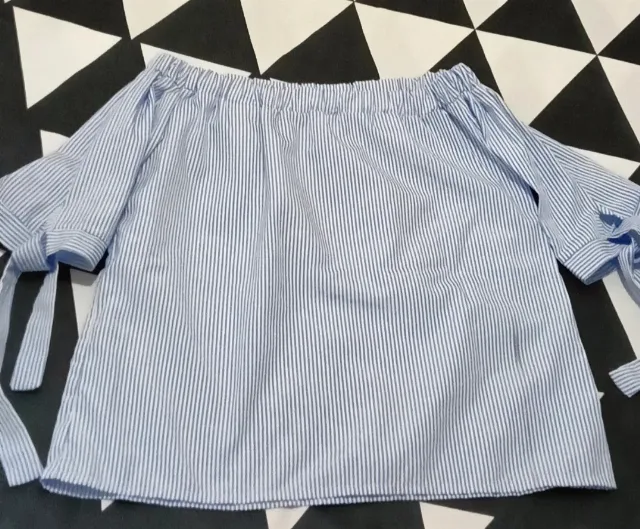 Bluză damă tip ie cu umerii goi, dungi bleu-alb, mărimea M – Constanța, Constanța