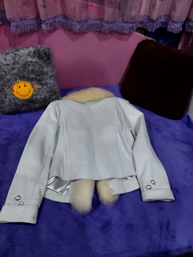 Geacă de damă din piele naturală Steel Pelle cu guler de blană, mărimea XXL – fotografia 2 din 4