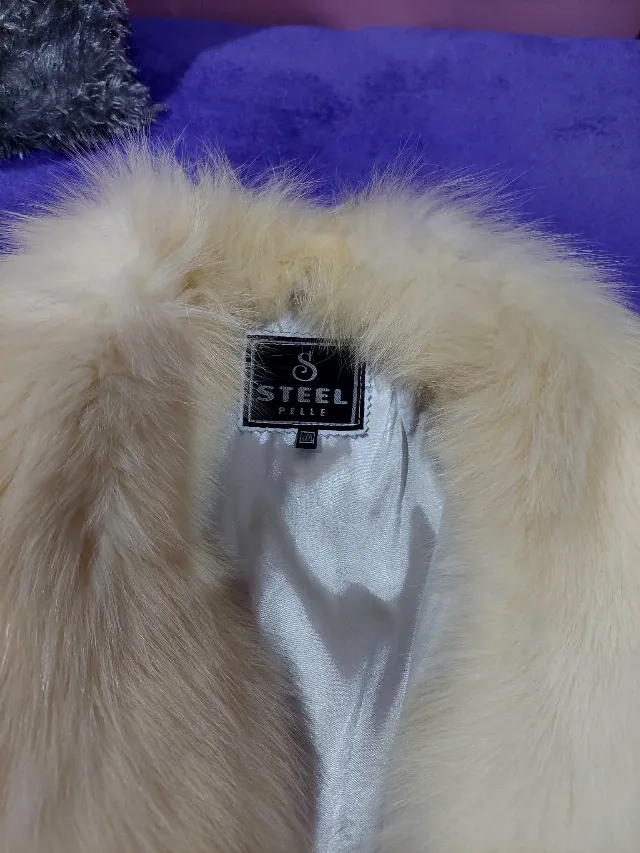Geacă de damă din piele naturală Steel Pelle cu guler de blană, mărimea XXL – fotografia 4 din 4