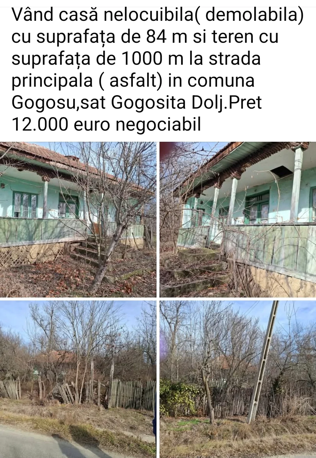 Imobiliare Casă la țară – Gogosita, Dolj