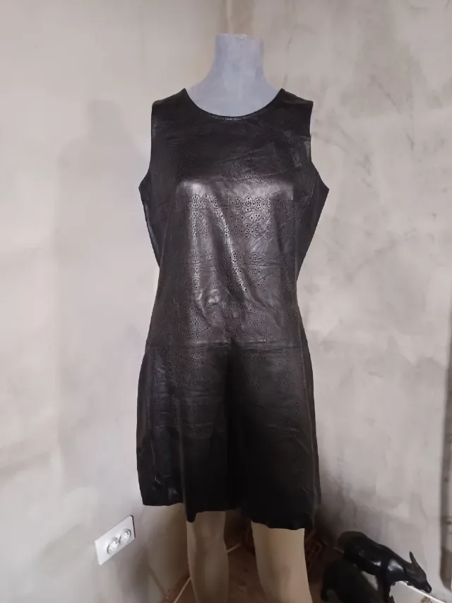 Rochie din piele naturală de miel 100% MILESTONE – Dama (Model perforat premium – fotografia 2 din 5
